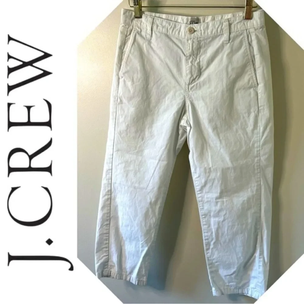 J. Crew Slouchy Boyfriend Chino White Crop Pants Women's 26P Great Preworn Condi